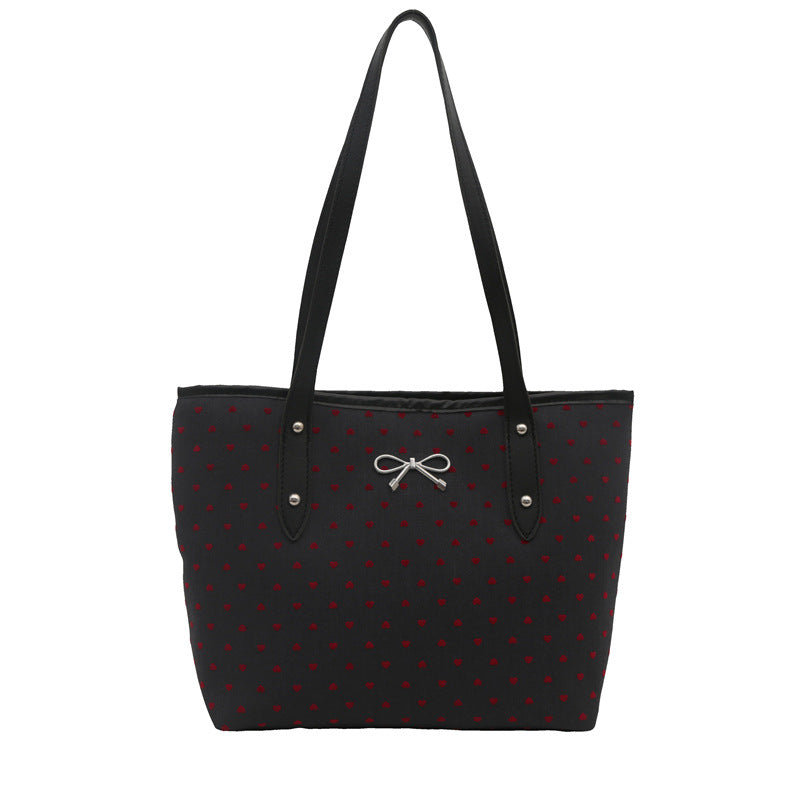 Wholesale Polka Dot Printed Bow Tote Bag Trendy Large Capacity Casual Shoulder